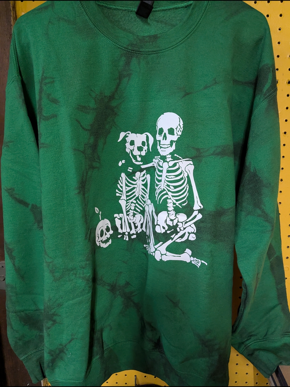Tie-Dye Sweatshirt with Skeletons